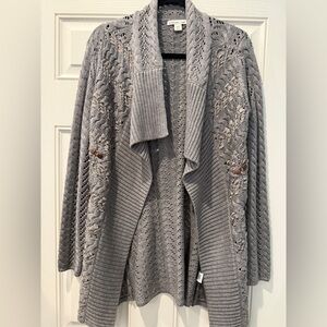 Coldwater Creek Gray Open-Front Cardigan